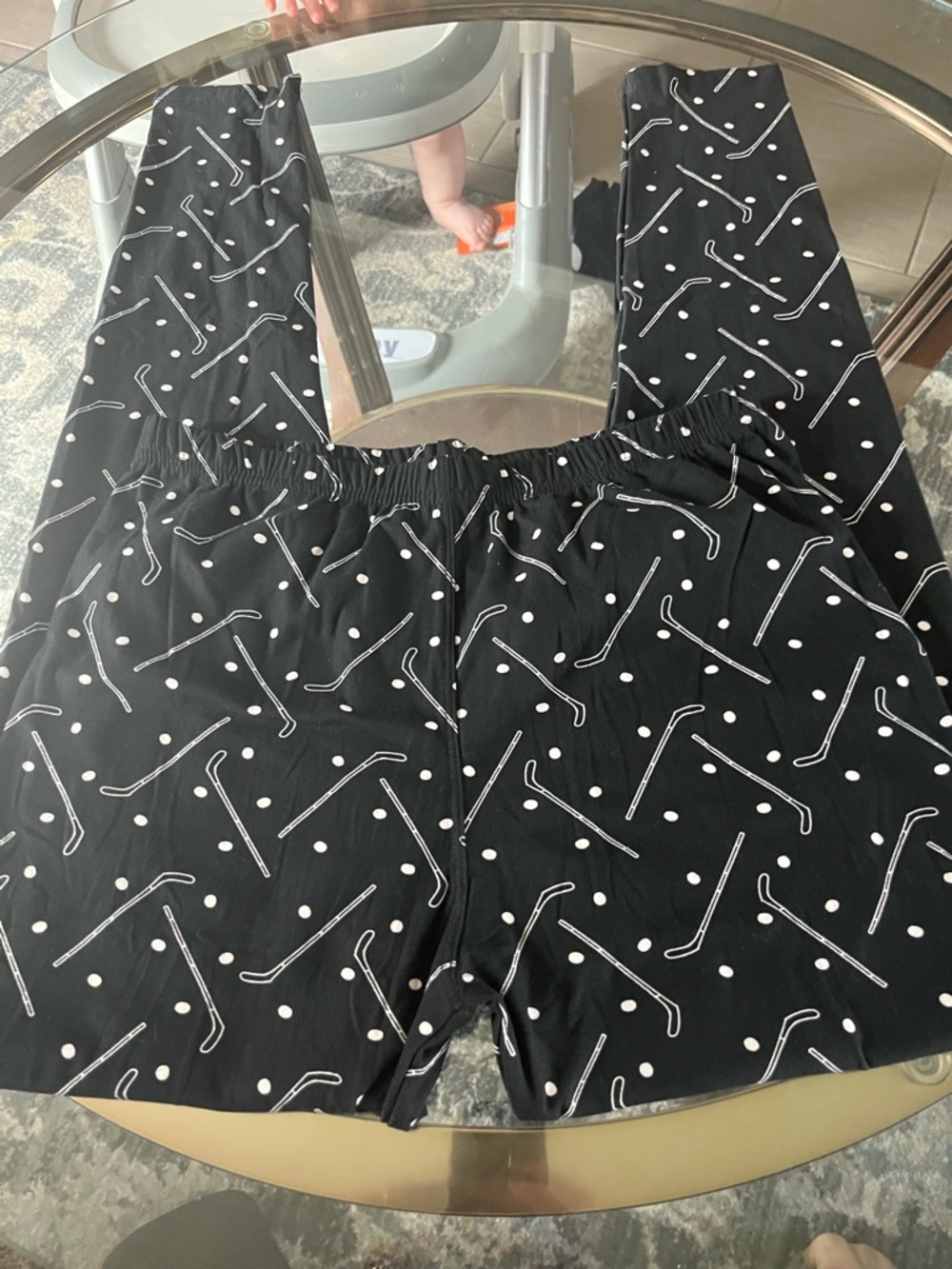Black Leggings with Golf Club Print - XL